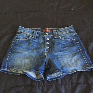 High-Waisted, Button-Up Denim Shorts